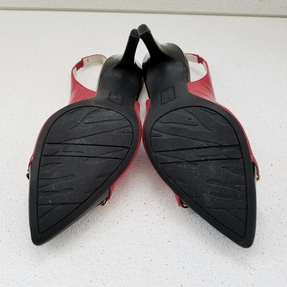 ANNE KLEIN Red & Black Sling Pumps, 3” heels - Picture 5 of 6